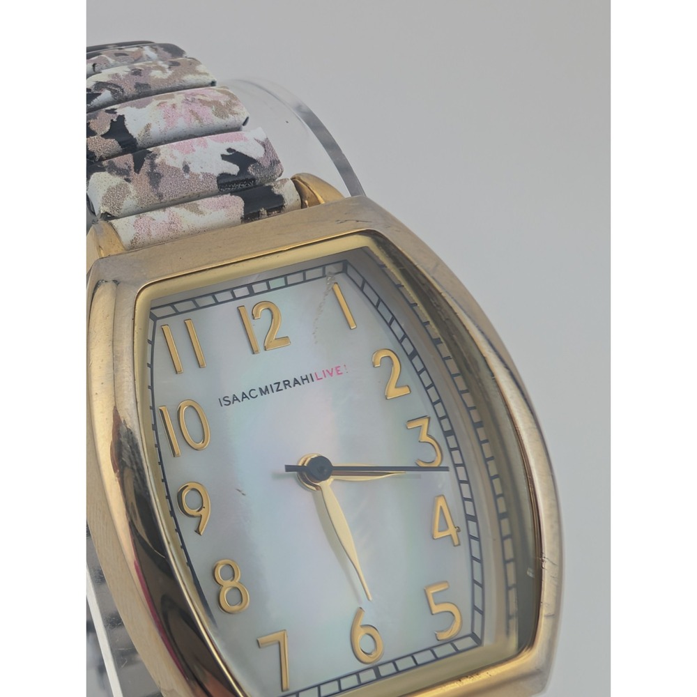 Isaac Mizrahi Live Watch Women MOP Dial Floral Stretch Band IMZ738A- New Battery - Picture 3 of 8
